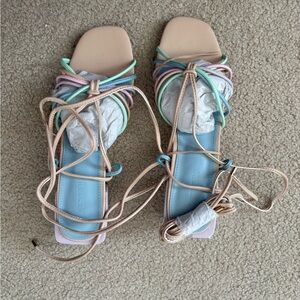 Pastel Lace-Up Women’s Sandals - Multicolor